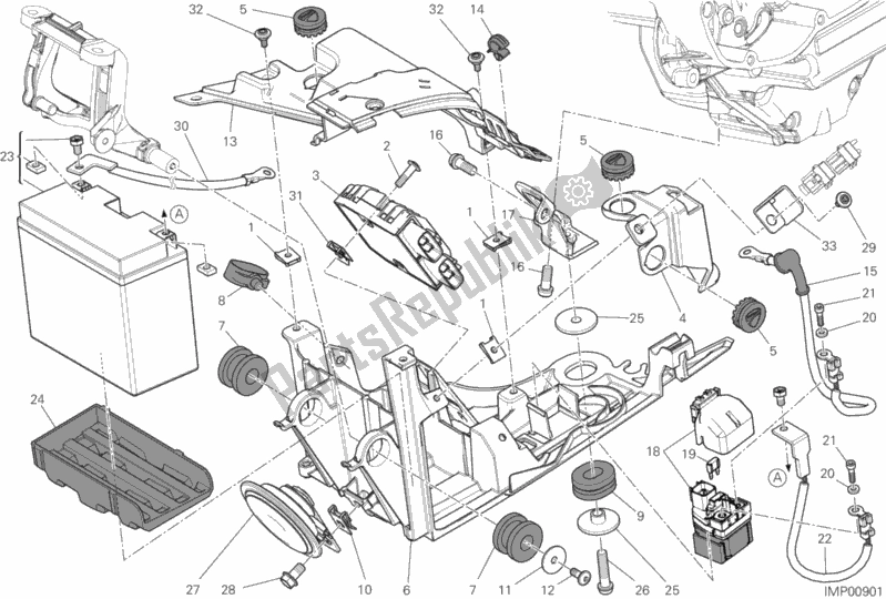 All parts for the Battery Holder of the Ducati Diavel Carbon FL Thailand-Brasil 1200 2015